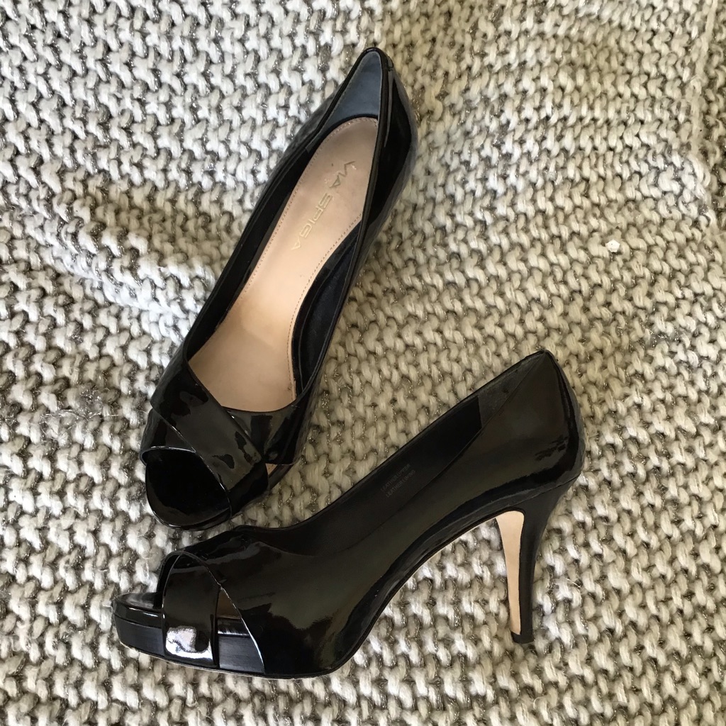 Via Spiga Italian Black Leather Platform Heel Via Spiga Italian Black Leather Platform Heel